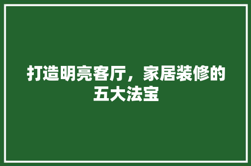 打造明亮客厅，家居装修的五大法宝