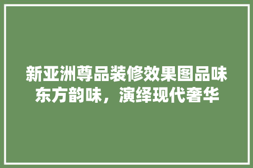 新亚洲尊品装修效果图品味东方韵味，演绎现代奢华