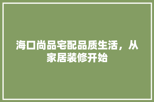 海口尚品宅配品质生活，从家居装修开始
