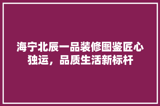 海宁北辰一品装修图鉴匠心独运，品质生活新标杆