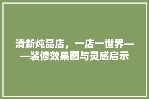 清新炖品店，一店一世界——装修效果图与灵感启示