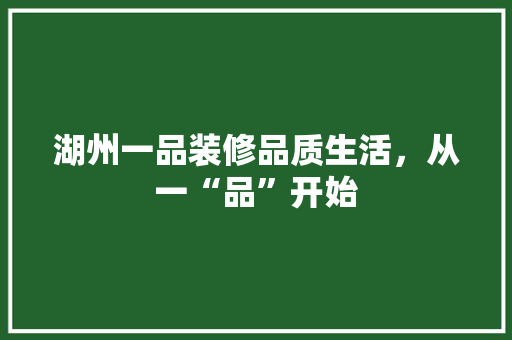 湖州一品装修品质生活，从一“品”开始