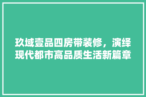 玖域壹品四房带装修，演绎现代都市高品质生活新篇章