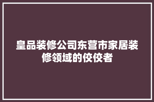 皇品装修公司东营市家居装修领域的佼佼者