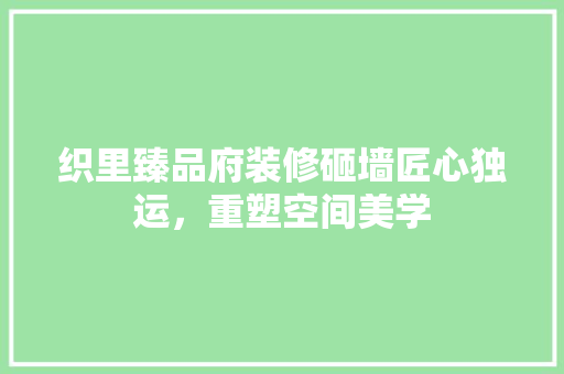 织里臻品府装修砸墙匠心独运，重塑空间美学