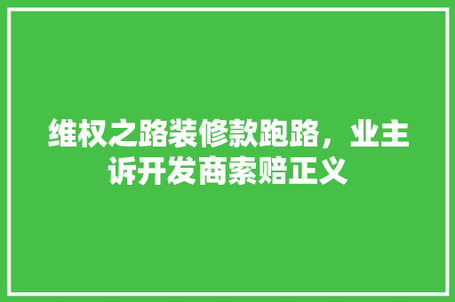 维权之路装修款跑路，业主诉开发商索赔正义