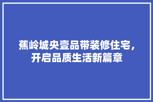 蕉岭城央壹品带装修住宅，开启品质生活新篇章