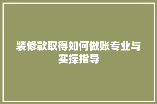 装修款取得如何做账专业与实操指导 实木门