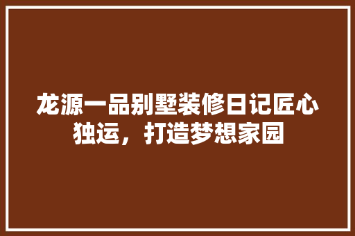 龙源一品别墅装修日记匠心独运，打造梦想家园