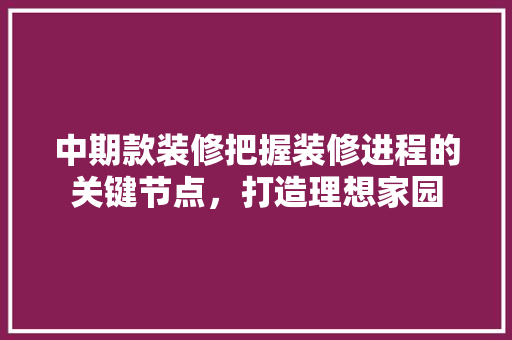中期款装修把握装修进程的关键节点，打造理想家园