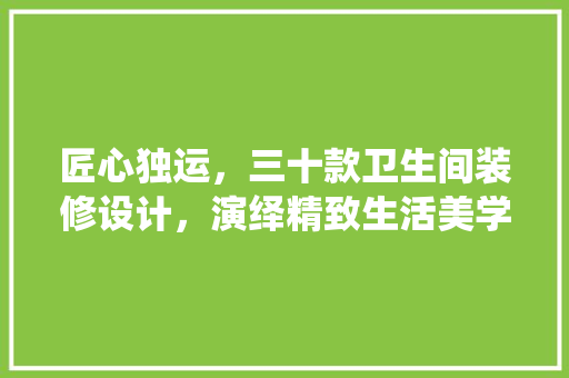 匠心独运，三十款卫生间装修设计，演绎精致生活美学
