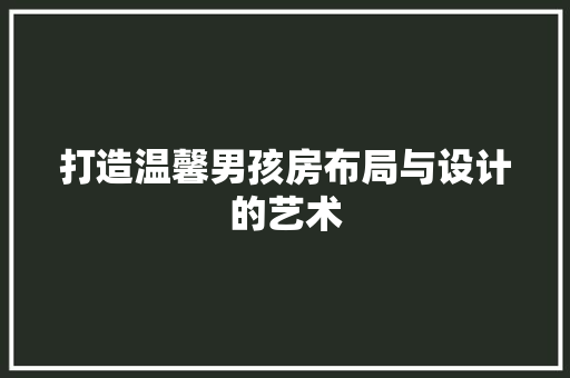 打造温馨男孩房布局与设计的艺术