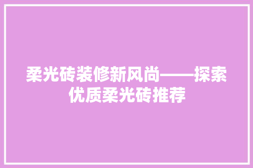 柔光砖装修新风尚——探索优质柔光砖推荐 复合门