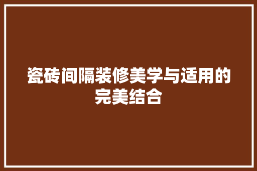 瓷砖间隔装修美学与适用的完美结合