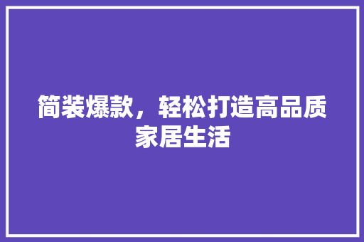 简装爆款，轻松打造高品质家居生活