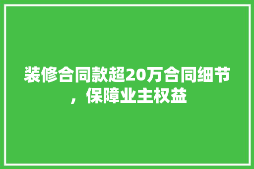 装修合同款超20万合同细节，保障业主权益