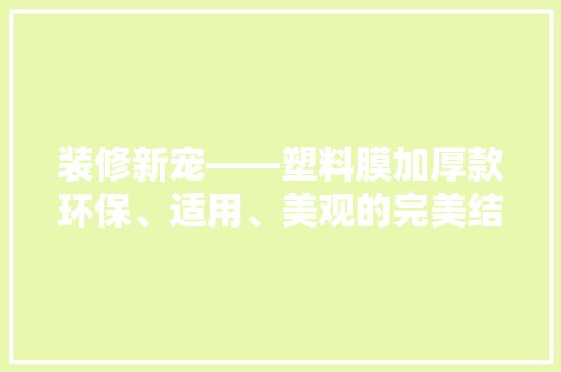 装修新宠——塑料膜加厚款环保、适用、美观的完美结合