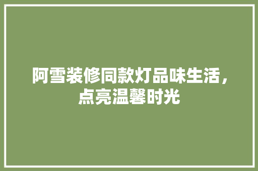 阿雪装修同款灯品味生活，点亮温馨时光