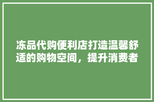 冻品代购便利店打造温馨舒适的购物空间，提升消费者购物体验