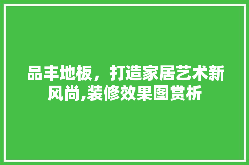 品丰地板，打造家居艺术新风尚,装修效果图赏析