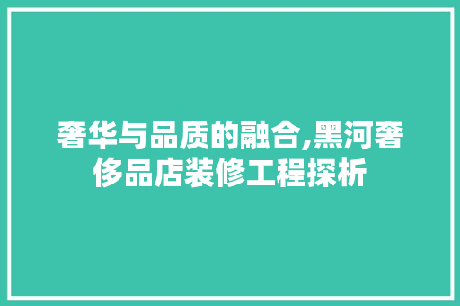 奢华与品质的融合,黑河奢侈品店装修工程探析