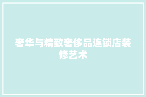 奢华与精致奢侈品连锁店装修艺术