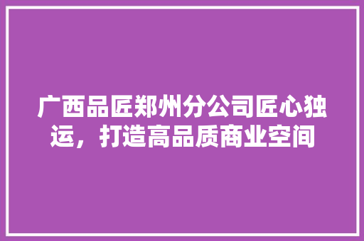 广西品匠郑州分公司匠心独运，打造高品质商业空间