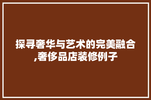 探寻奢华与艺术的完美融合,奢侈品店装修例子
