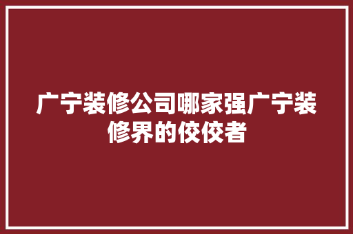 广宁装修公司哪家强广宁装修界的佼佼者