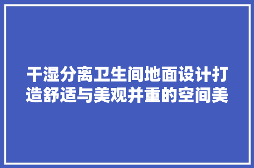 干湿分离卫生间地面设计打造舒适与美观并重的空间美学