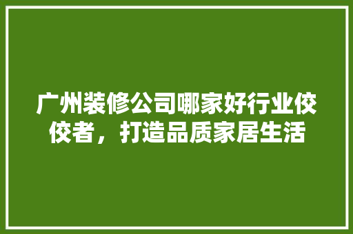 广州装修公司哪家好行业佼佼者，打造品质家居生活