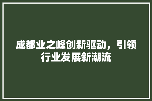 成都业之峰创新驱动，引领行业发展新潮流