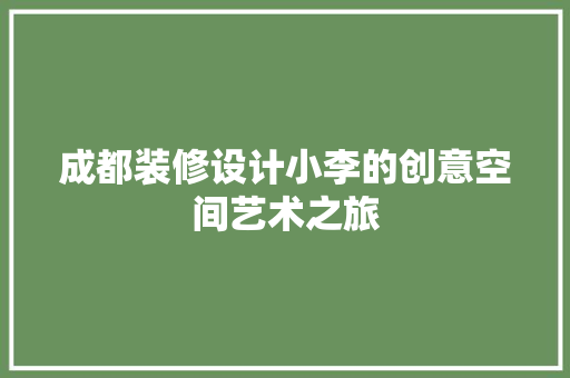 成都装修设计小李的创意空间艺术之旅