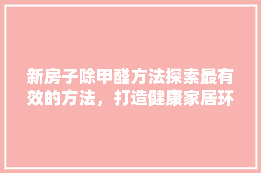 新房子除甲醛方法探索最有效的方法，打造健康家居环境 防火门