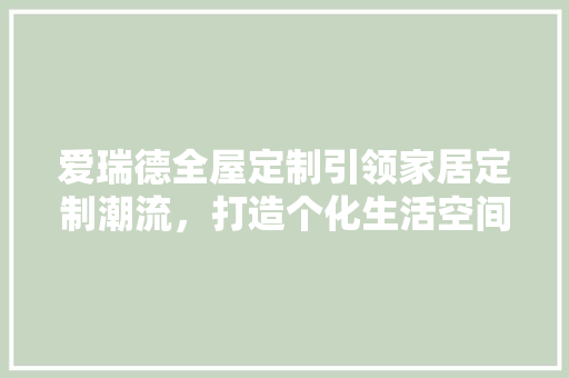 爱瑞德全屋定制引领家居定制潮流，打造个化生活空间