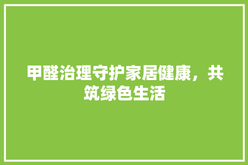 甲醛治理守护家居健康，共筑绿色生活