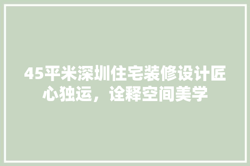 45平米深圳住宅装修设计匠心独运，诠释空间美学