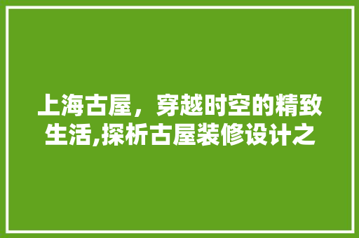上海古屋，穿越时空的精致生活,探析古屋装修设计之路