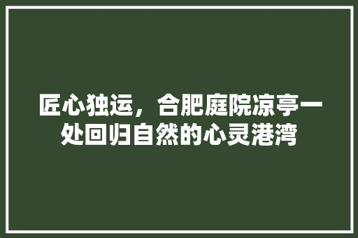 匠心独运，合肥庭院凉亭一处回归自然的心灵港湾 复合门