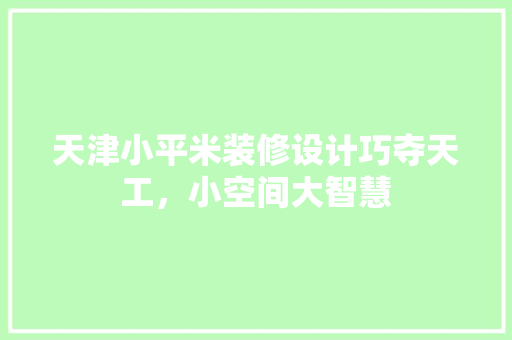 天津小平米装修设计巧夺天工，小空间大智慧