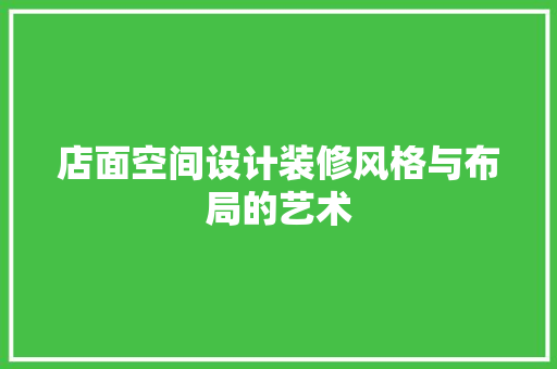 店面空间设计装修风格与布局的艺术