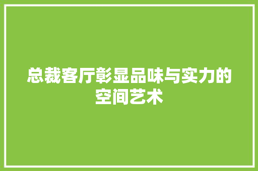 总裁客厅彰显品味与实力的空间艺术