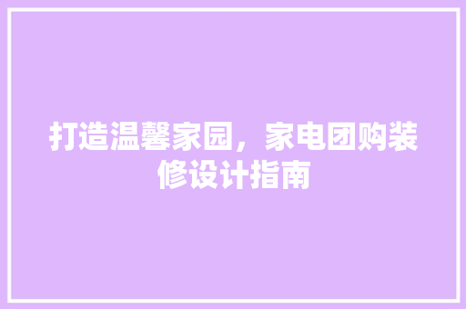 打造温馨家园，家电团购装修设计指南