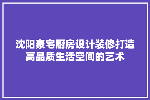沈阳豪宅厨房设计装修打造高品质生活空间的艺术