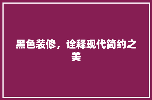 黑色装修，诠释现代简约之美