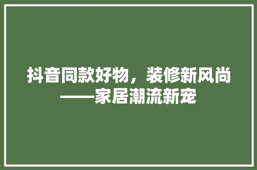 抖音同款好物，装修新风尚——家居潮流新宠