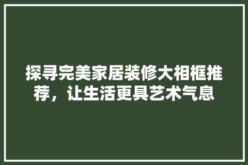 探寻完美家居装修大相框推荐，让生活更具艺术气息
