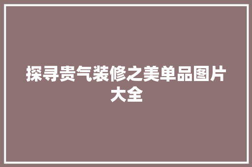 探寻贵气装修之美单品图片大全