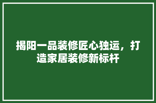 揭阳一品装修匠心独运，打造家居装修新标杆