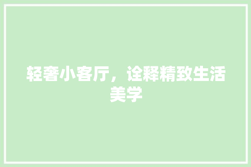 轻奢小客厅，诠释精致生活美学